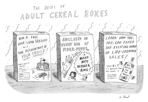 The Backs Of Adult Cereal Boxes