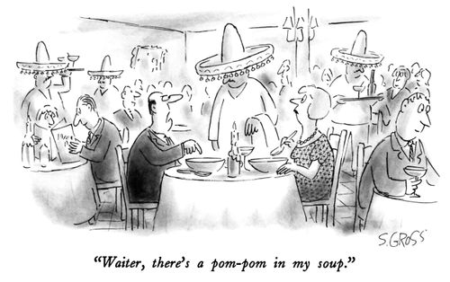 "Waiter, there's a pom-pom in my soup."