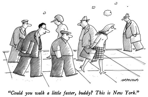 "Could you walk a little faster, buddy? This is New York."