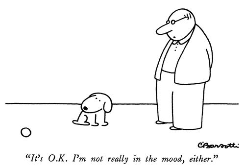 "It's O.K. I'm not really in the mood, either."