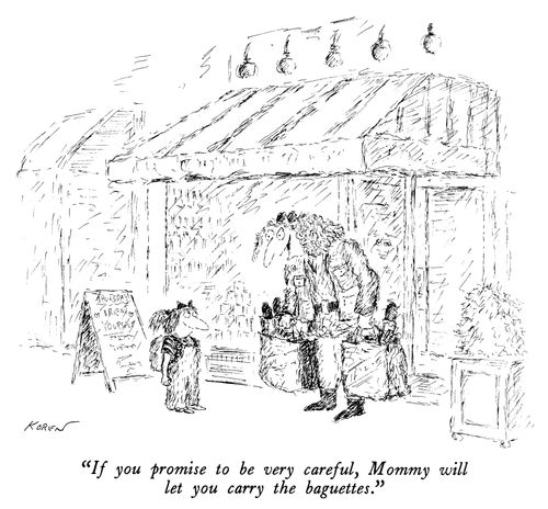 "If you promise to be very careful, Mommy will let you carry the baguettes."