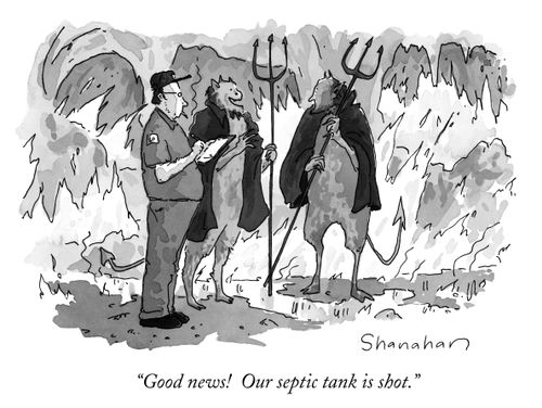 "Good news! Our septic tank is shot."