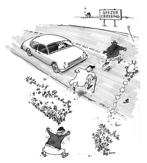 Geezer crossing.