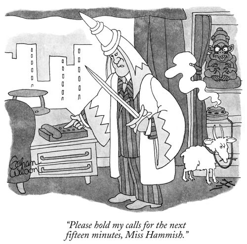 "Please hold my calls for the next fifteen minutes, Miss Hammish."