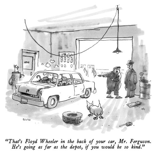 "That's Floyd Wheeler in the back of your car, Mr. Ferguson. He's going as far as the depot, if you would be so kind."