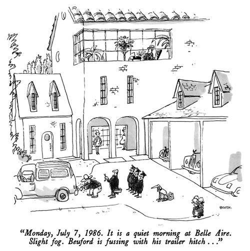 "Monday, July 7, 1986. It is a quiet morning at Belle Aire. Slight fog. Beuford is fussing with his trailer hitch..."