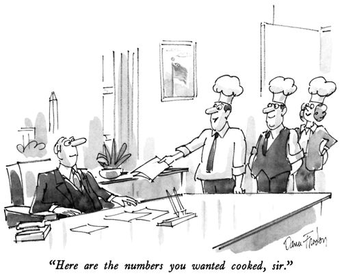 "Here are the numbers you wanted cooked, sir."