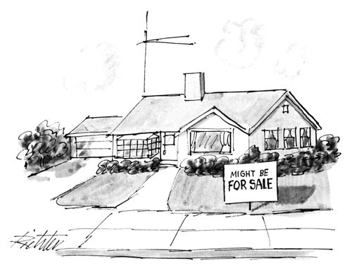 A house with a For Sale sign out in front that reads "Might be for sale".