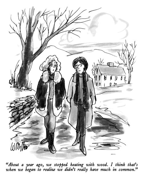 "About a year ago, we stopped heating with wood. I think that's when we began to realize we didn't really have much in common."
