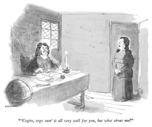 "'Cogito, ergo sum' is all very well for you, but what about me?"