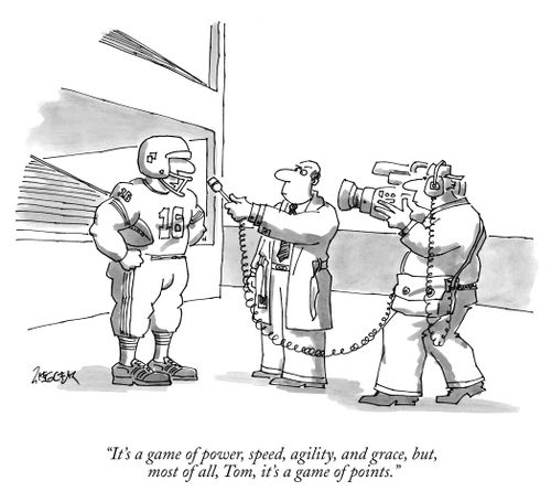 "It's a game of power, speed, agility, and grace, but, most of all, Tom, it's a game of points."