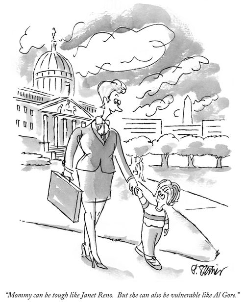 "Mommy can be tough like Janet Reno. But she can also be vulnerable like Al Gore."