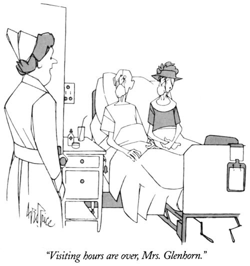 "Visiting hours are over, Mrs. Glenborn."