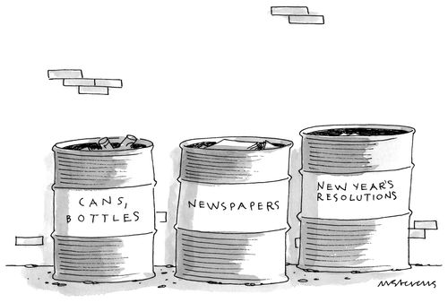 Cans, Bottles. Newspapers. New Year's Resolutions.