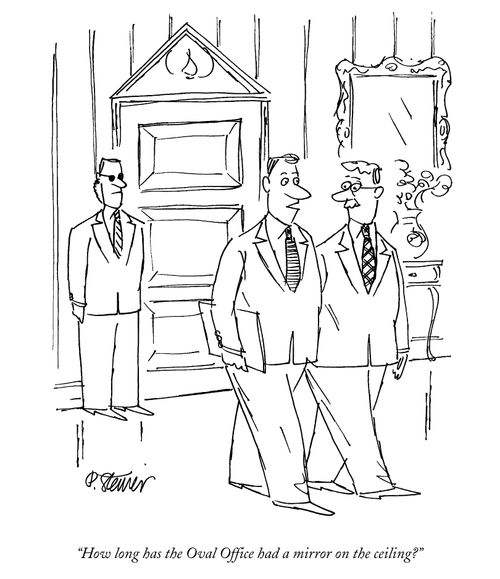 "How long has the Oval Office had a mirror on the ceiling?"