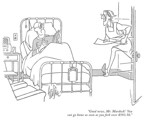 "Good news, Mr. Murdock! You can go home as soon as you fork over $593.50."