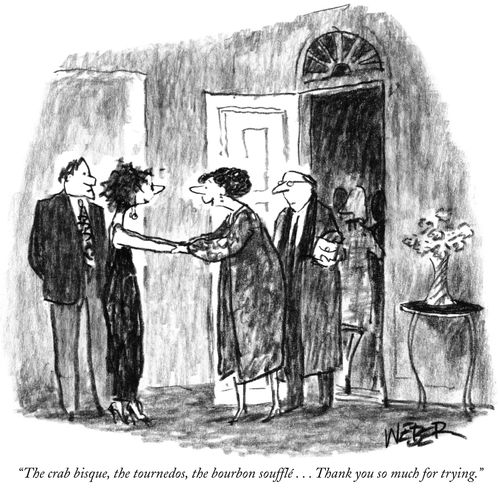 "The crab bisque, the tournedos, the bourbon soufflé... Thank you so much for trying."