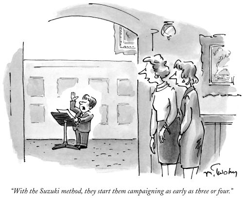 "With the Suzuki method, they start them campaigning as early as three or four."