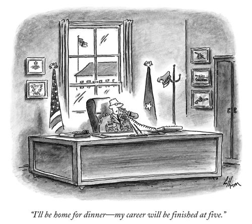 "I'll be home for dinner—my career will be finished at five."