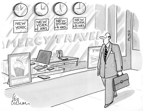 Time in the airport is all measured against the time in New York City.