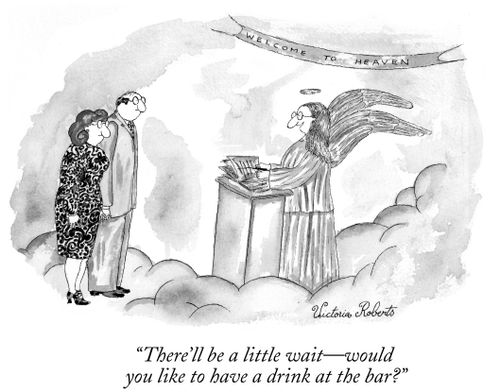 "There'll be a little wait - would you like to have a drink at the bar?"