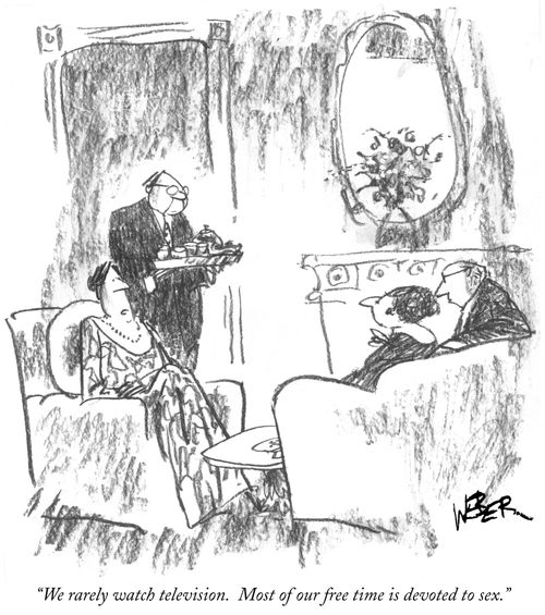 "We rarely watch television. Most of our free time is devoted to sex."