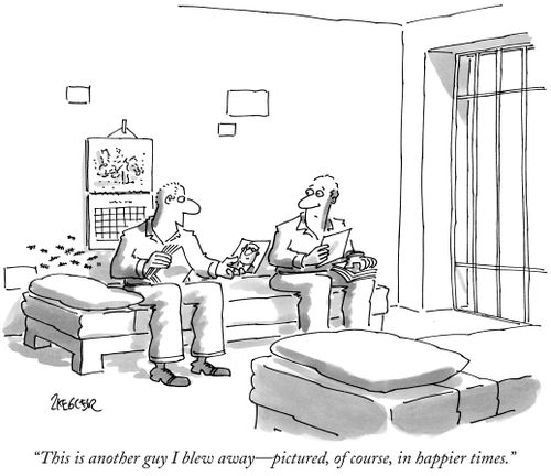 "This is another guy I blew away—pictured, of course, in happier times."