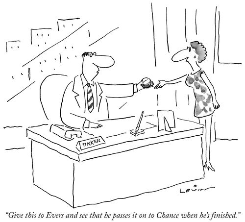 "Give this to Evers and see that he passes it on to Chance when he's finished."