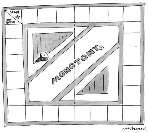 A blank board game labelled "Monotony"