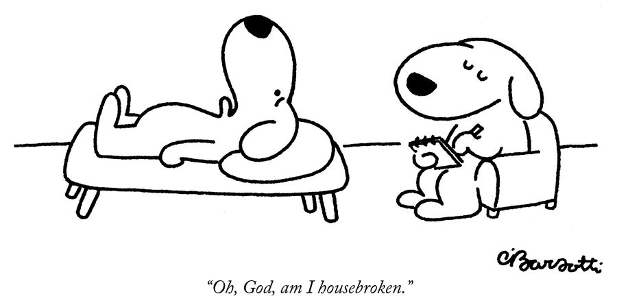 "Oh, God, am I housebroken."