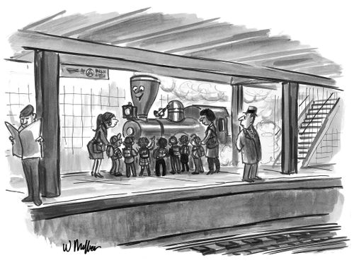 The Little Engine That Could pulls into the subway station.