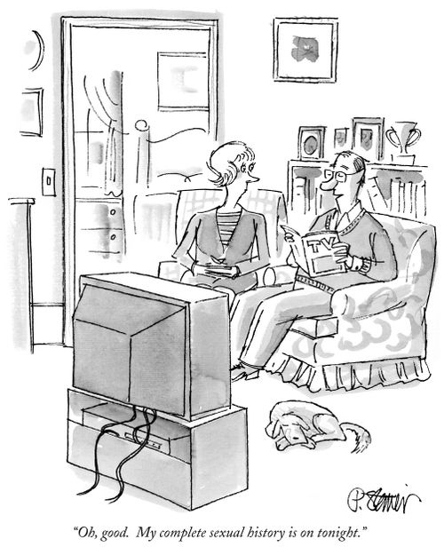 "Oh, good. My complete sexual history is on tonight."