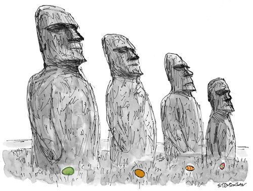 Easter eggs hidden around Easter Island.