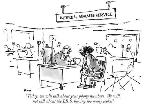 "Today, we will talk about your phony numbers. We will not talk about the I.R.S. having too many cooks!"