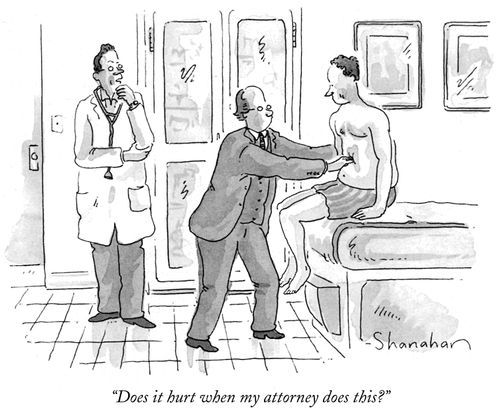"Does it hurt when my attorney does this?"