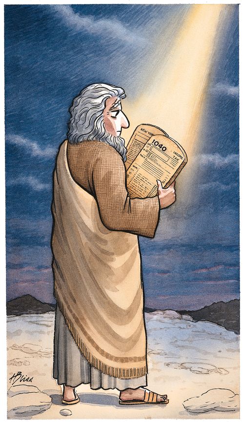 Moses holds a 1040 form.