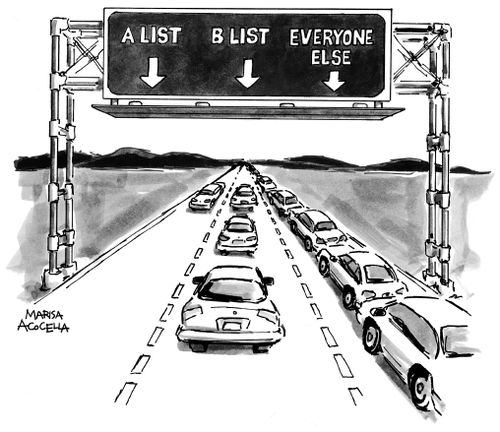 A List; B List; Everyone else.