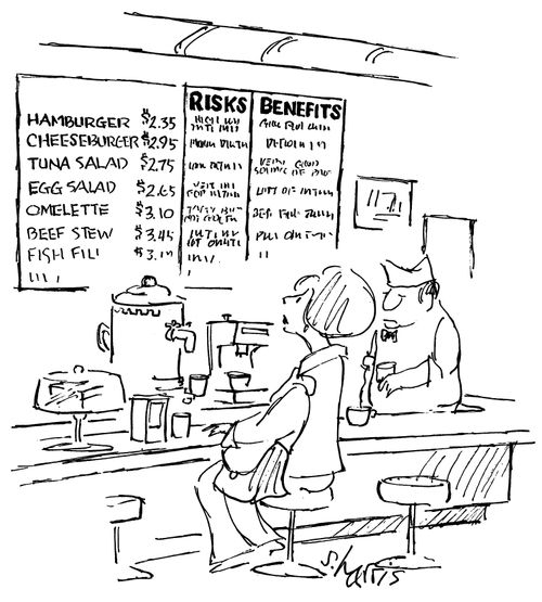 A menu with risks and benefits