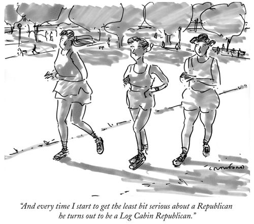 "And every time I start to get the least bit serious about a Republican he turns out to be a Log Cabin Republican."
