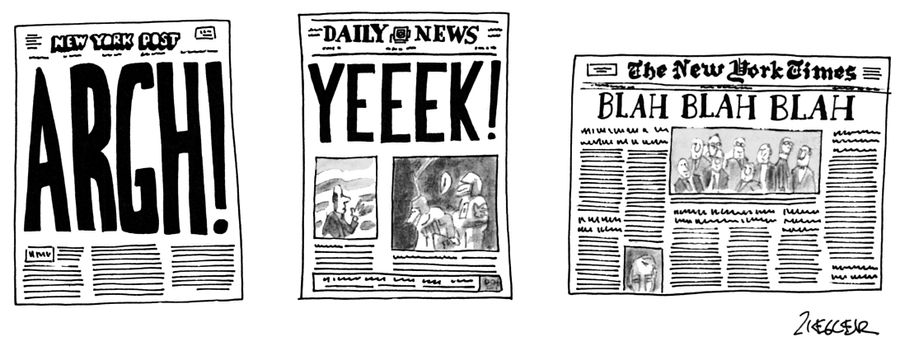 Comparing the headlines of three different New York based newspapers.