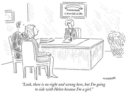 "Look, there is no right and wrong here, but I'm going to side with Helen because I'm a girl."