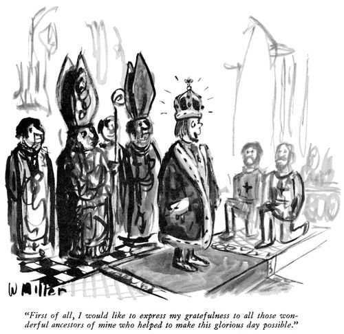 "First of all, I would like to express my gratefulness to all those wonderful ancestors of mine who helped to make this glorious day possible."