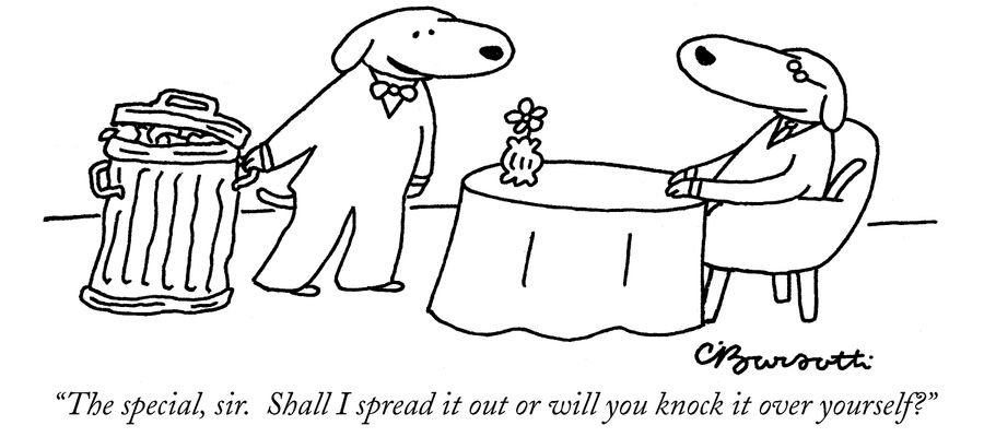 "The special, sir. Shall I spread it out or will you knock it over yourself?"