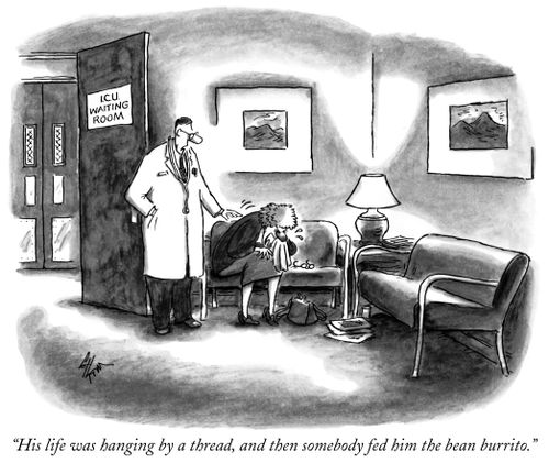 "His life was hanging by a thread, and then somebody fed him the bean burrito."