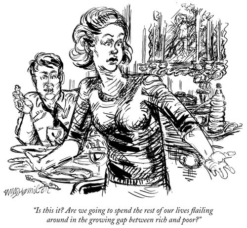 "Is this it? Are we going to spend the rest of our lives flailing around in the growing gap between rich and poor?"