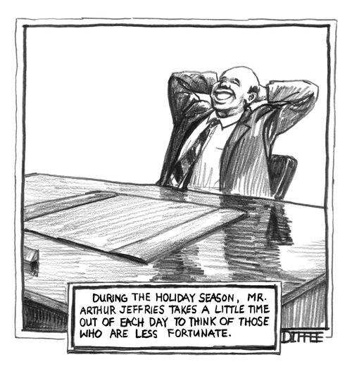 During the Holiday season, Mr. Arthur Jeffries takes a little time to think of those who are less fortunate.