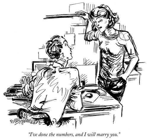 "I've done the numbers, and I will marry you."