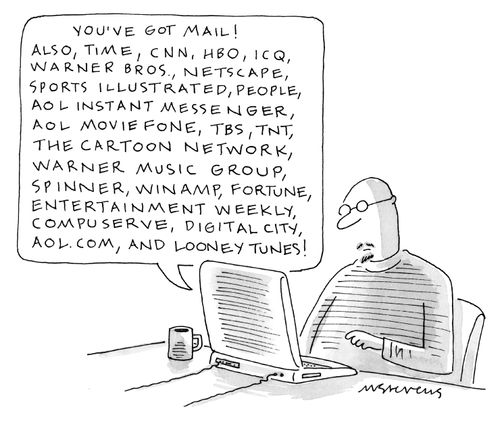 "You've got mail! Also, Time, CNN, HBO, ICQ, Warner Bros, Netscape, Sports Illustrated. . . . ."