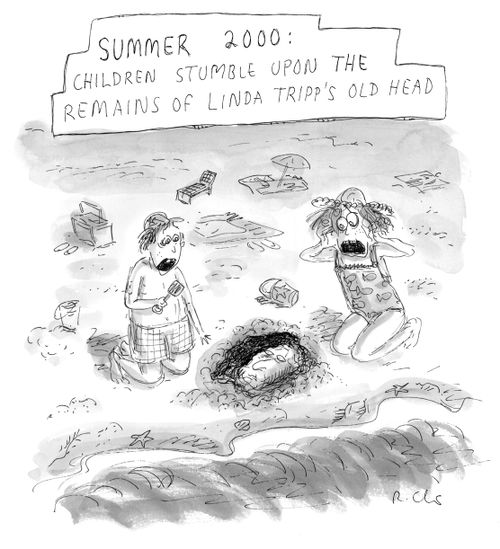 Summer 2000: Children stumble upon the remains of Linda Tripp's old head.