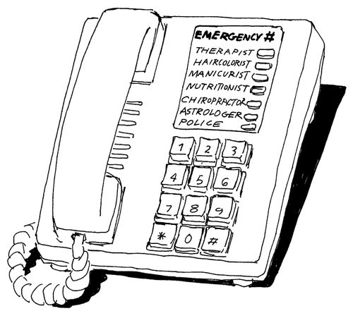 Emergency numbers on a telephone.